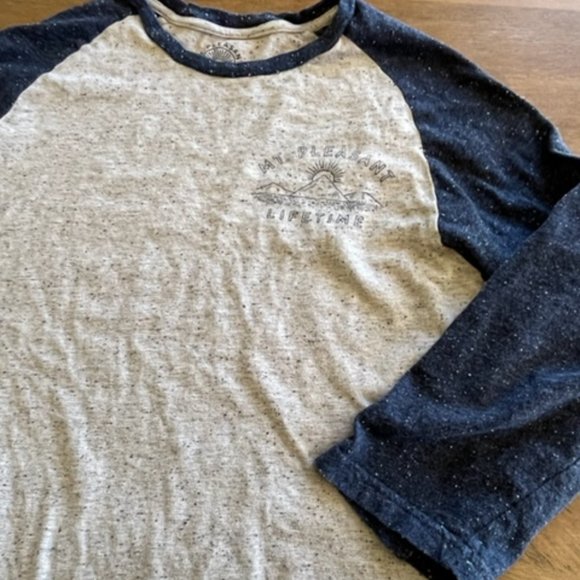 Mt. Pleasant Lifetime‎ Raglan Mens T Shirt Medium M 1/2 Sleeve Blue Gray - Picture 2 of 6